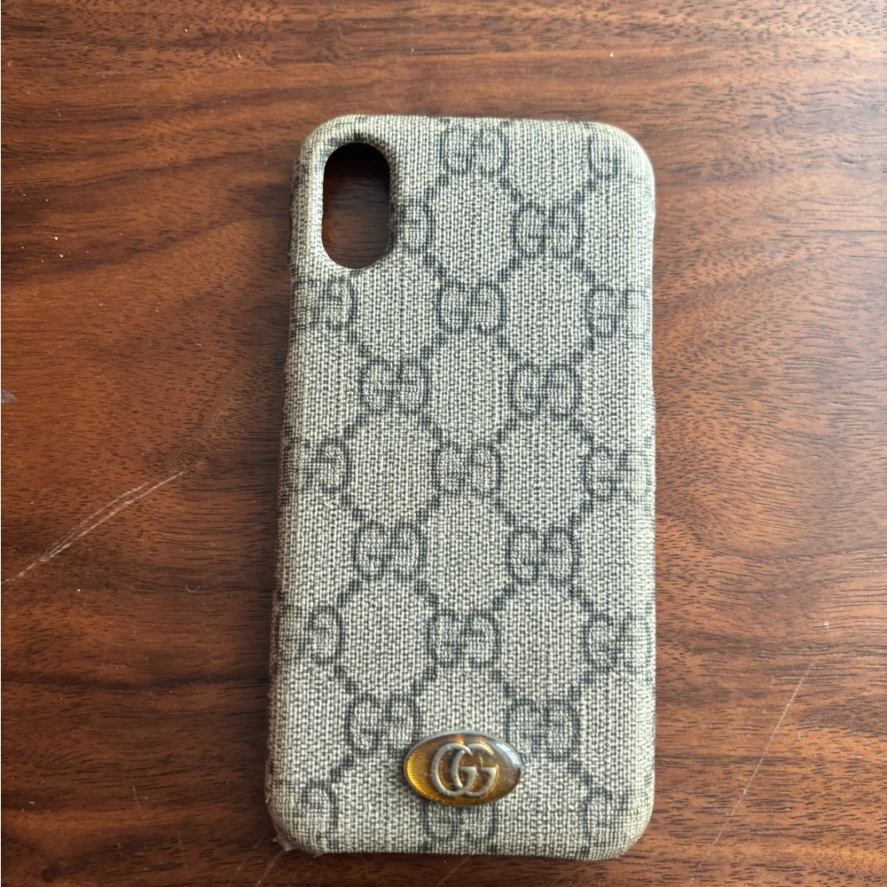 Gucci Beige and Gray Monogram Phone Case